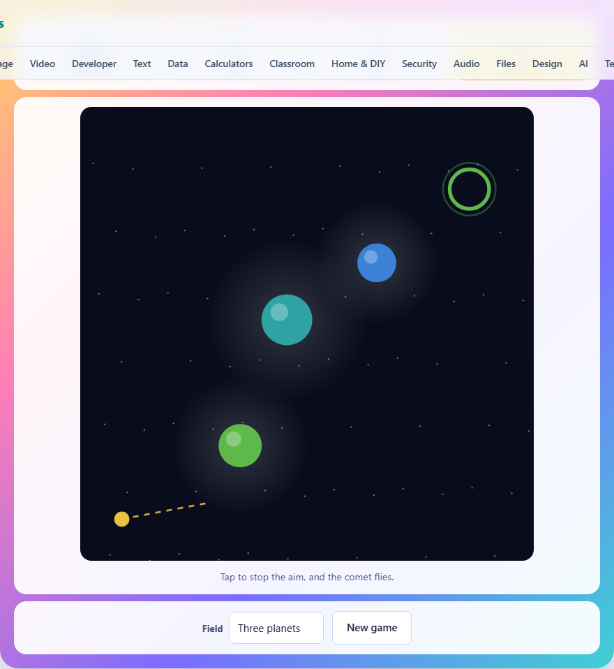 Screenshot: How to play Gravity Wells
