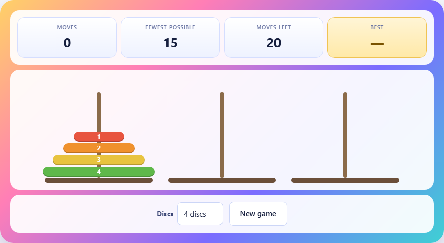 Screenshot: How to play Tower of Hanoi