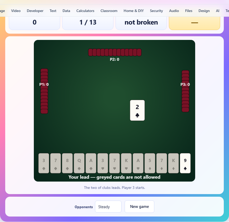 Screenshot: How to play Hearts