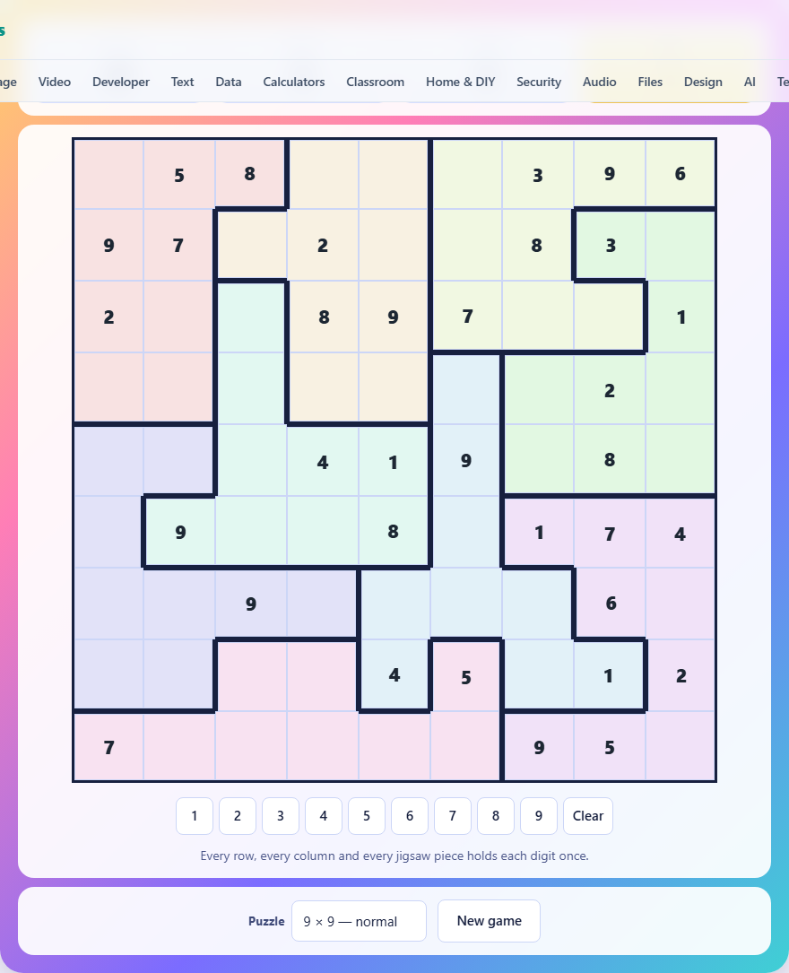 Screenshot: How to play Jigsaw Sudoku