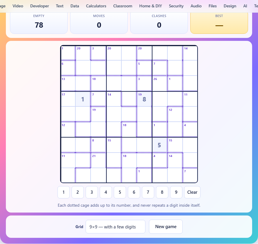 Screenshot: How to play Killer Sudoku