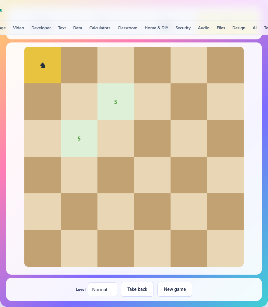 Screenshot: How to play Knight’s Tour