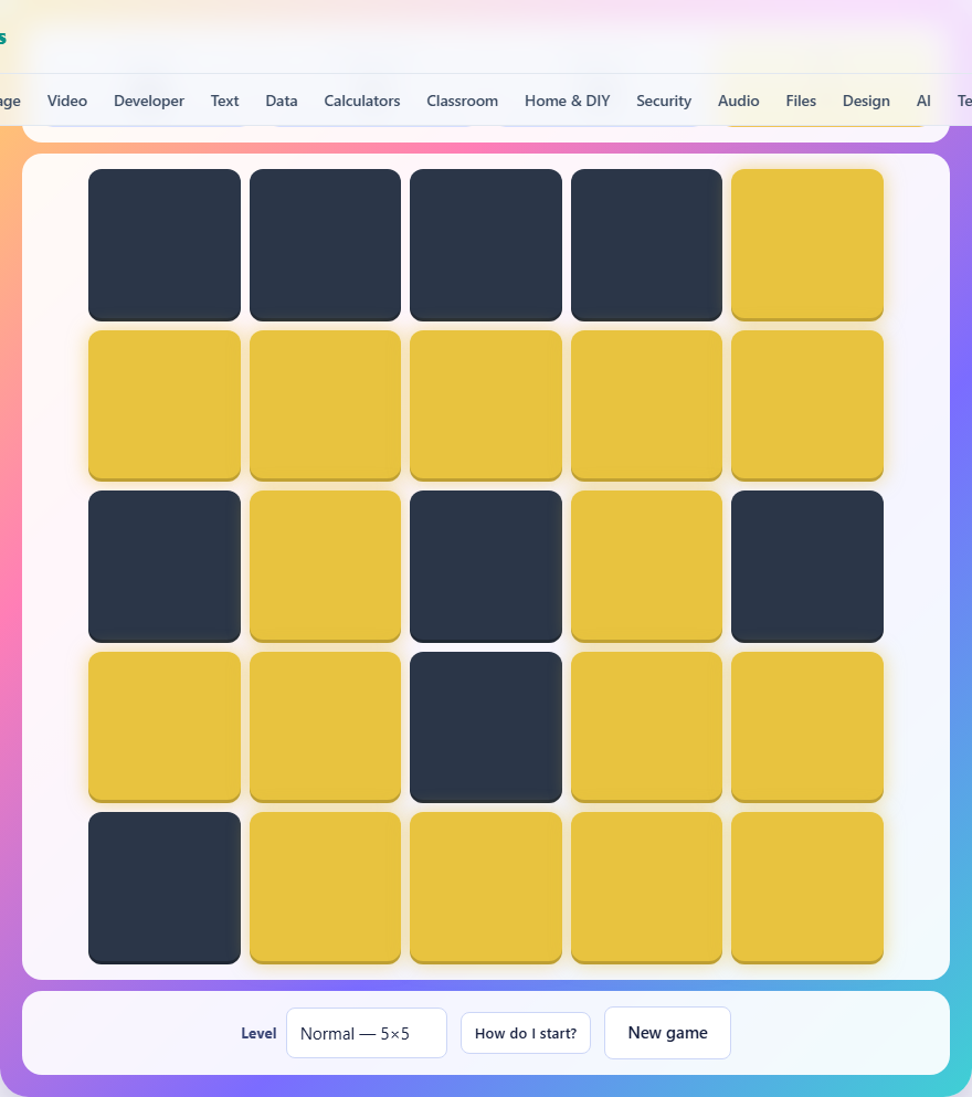 Screenshot: How to play Lights Out