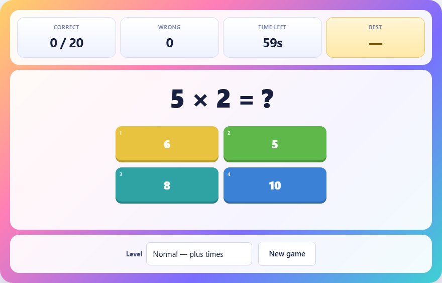 Screenshot: How to play Maths Blitz