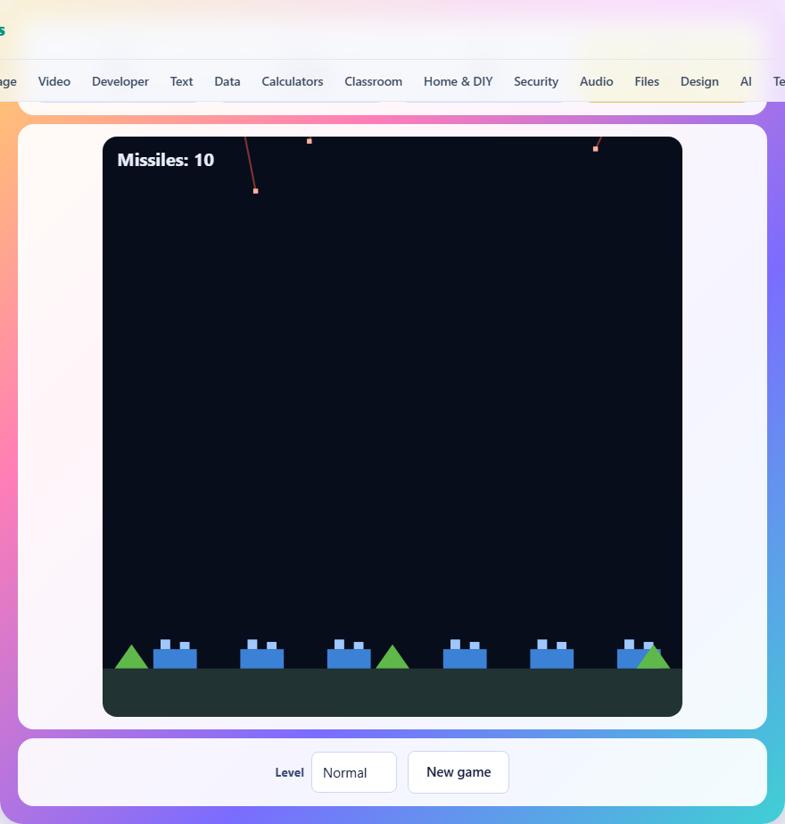 Screenshot: How to play Missile Defence