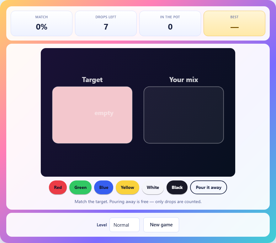 Screenshot: How to play Colour Mixer