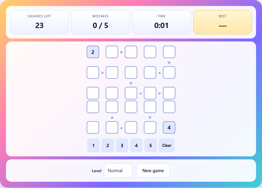 Screenshot: How to play More or Less