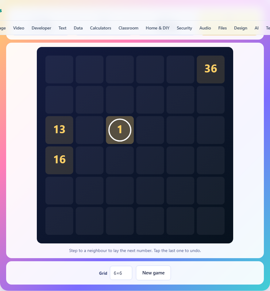 Screenshot: How to play Number Path