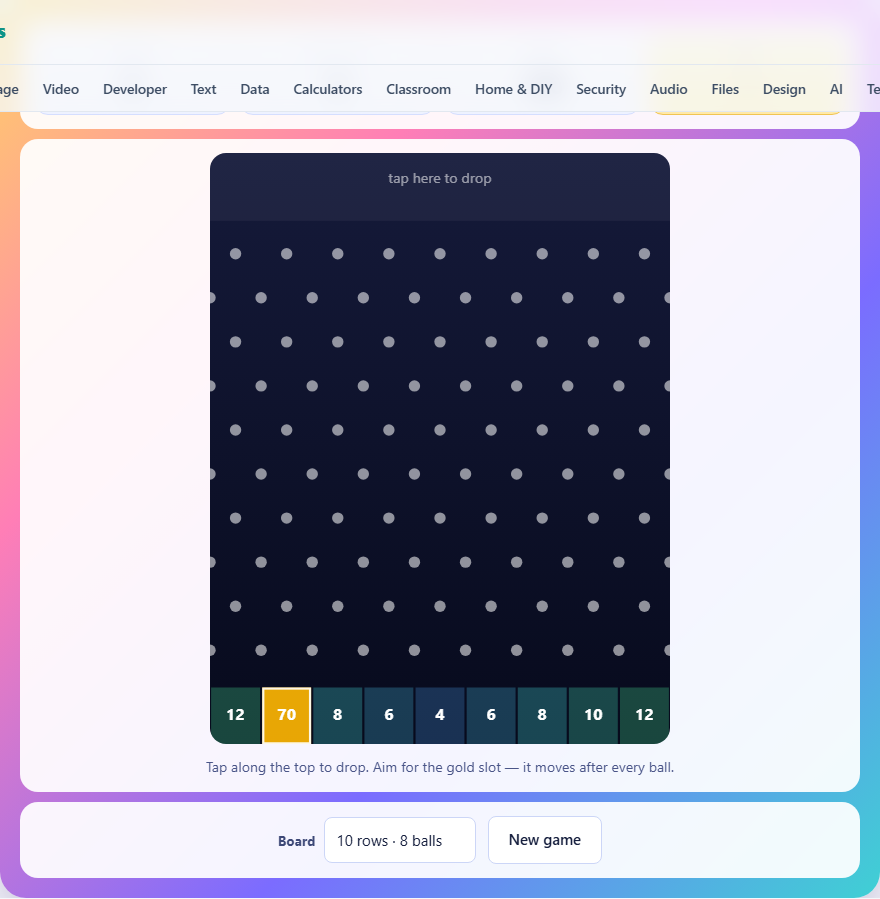 Screenshot: How to play Peg Drop