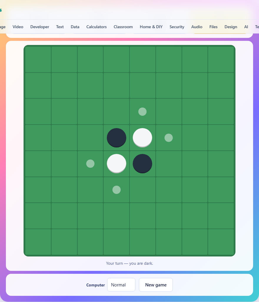 Screenshot: How to play Reversi