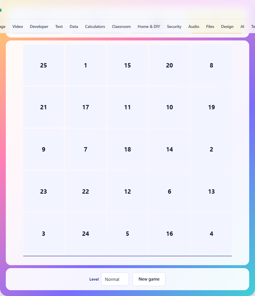 Screenshot: How to play Number Sweep
