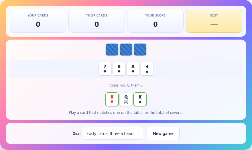 Screenshot: How to play Scopa