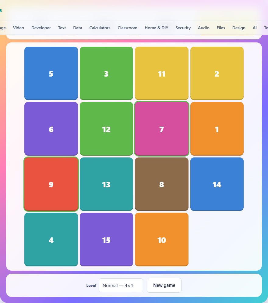 Screenshot: How to play the sliding puzzle