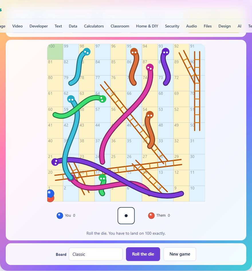 Screenshot: How to play Snakes and Ladders