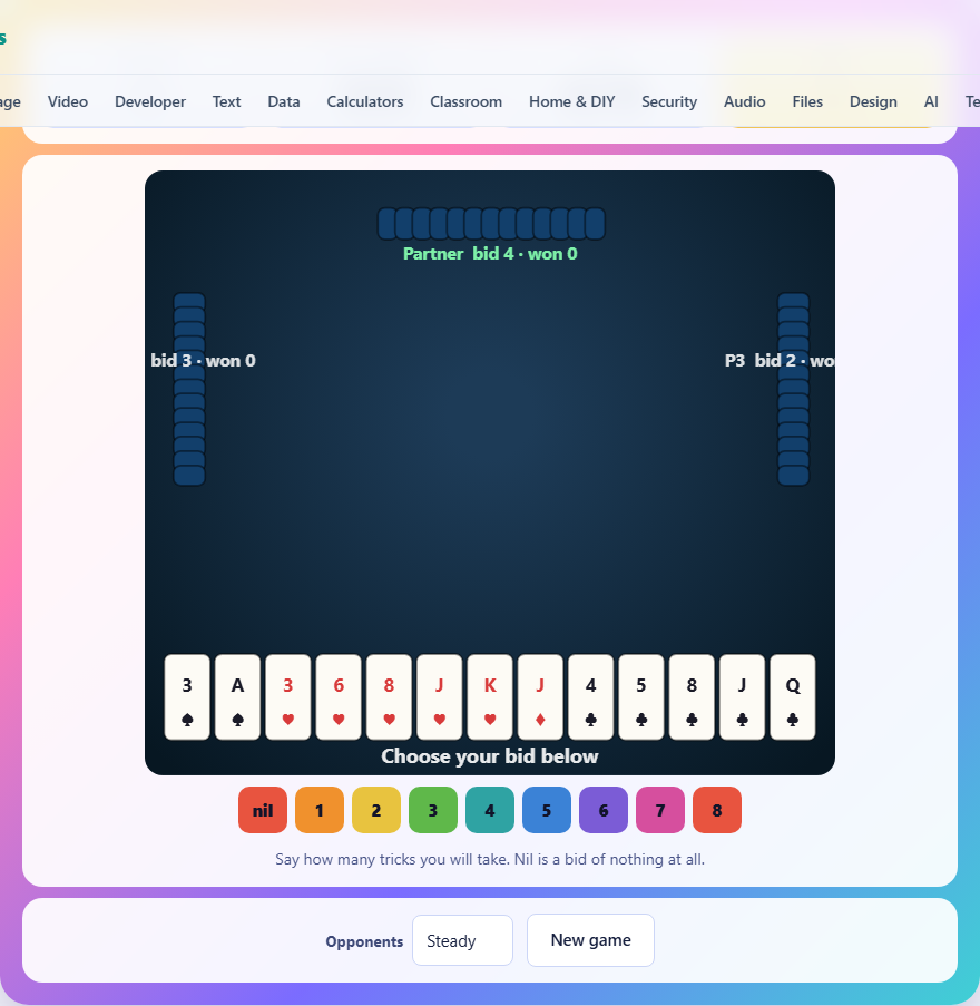 Screenshot: How to play Spades