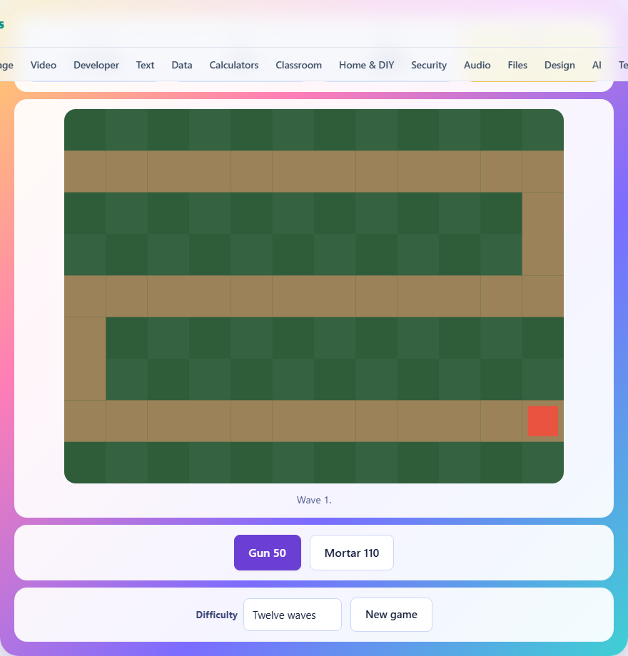 Screenshot: How to play Tower Defence