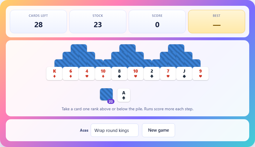 Screenshot: How to play TriPeaks