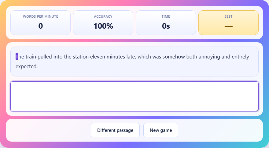 Screenshot: How the typing speed test works