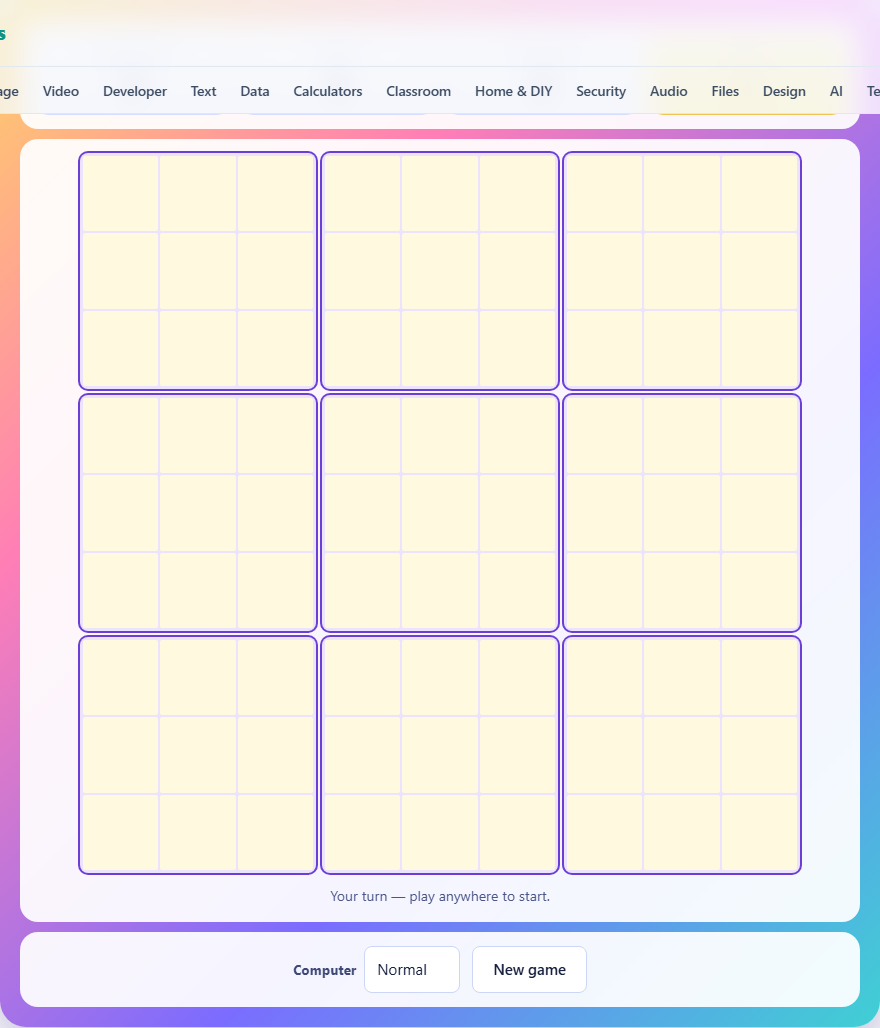 Screenshot: How to play Ultimate Tic Tac Toe
