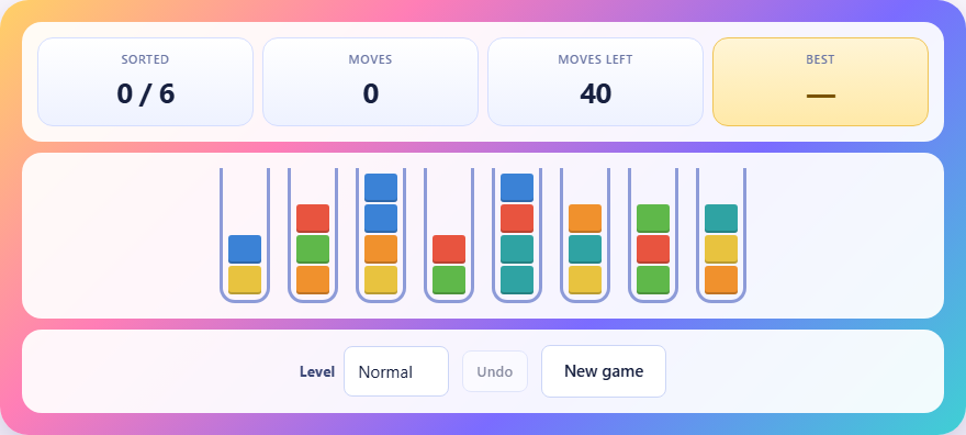 Screenshot: How to play Colour Sort