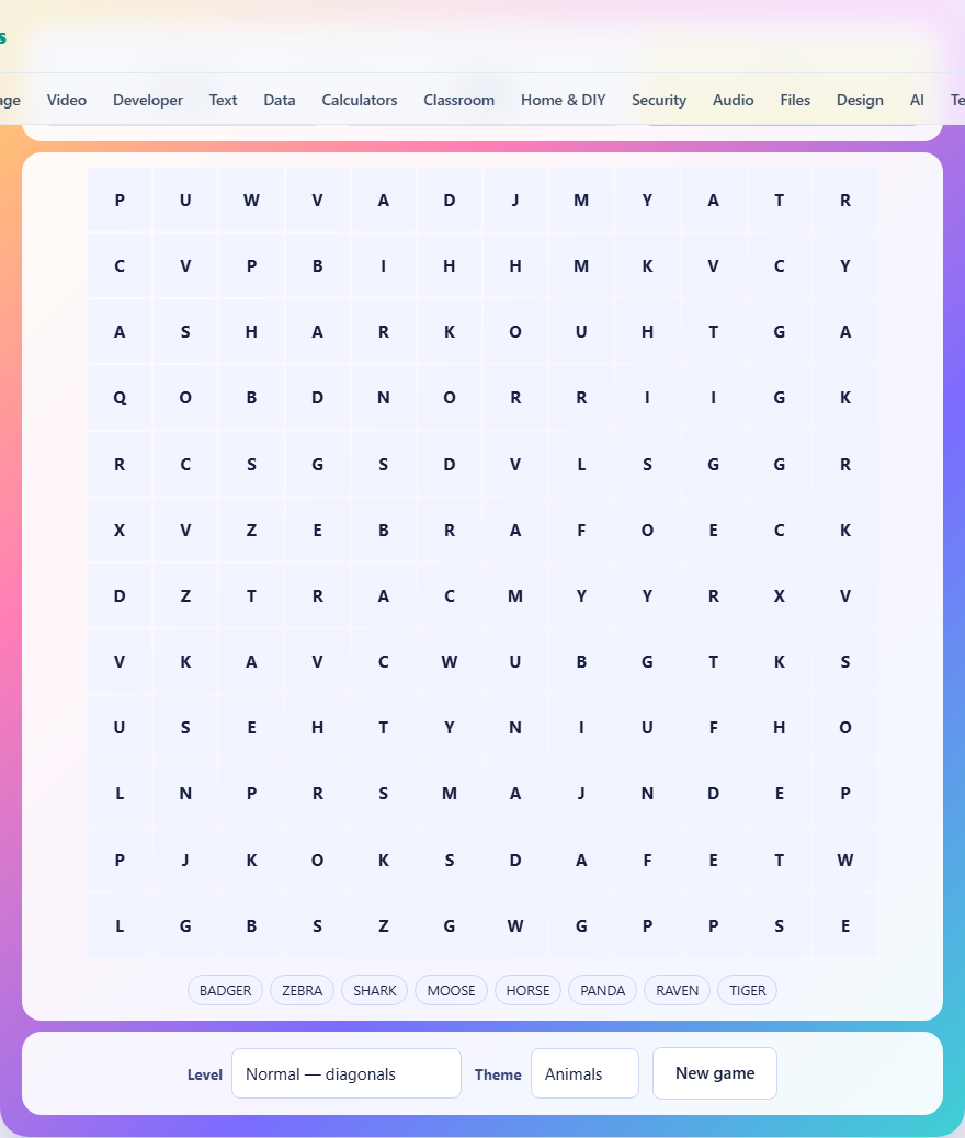 Screenshot: How to play Word Search