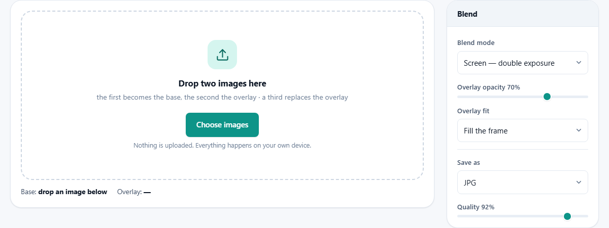 Screenshot: Blending two images
