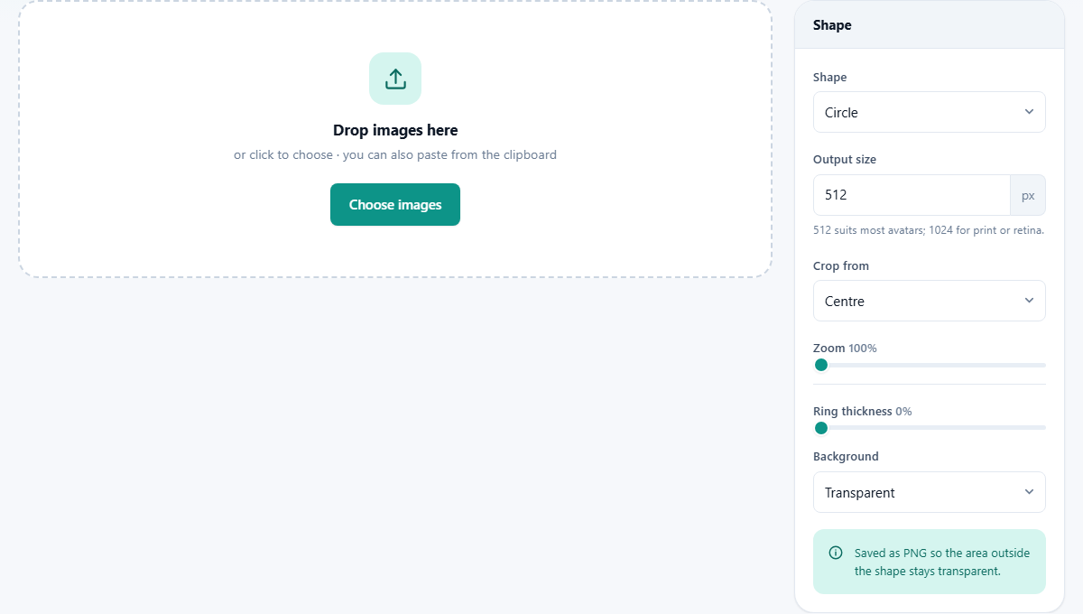 Screenshot: How to make a round profile picture