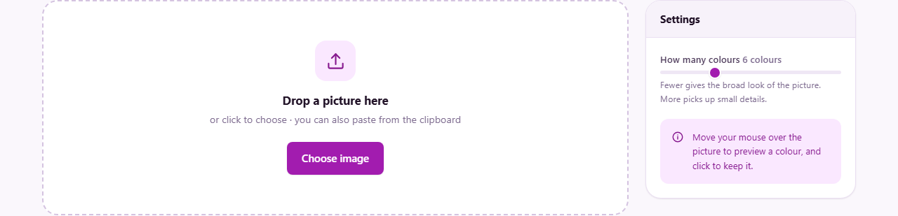 Screenshot: How to get colours out of a picture