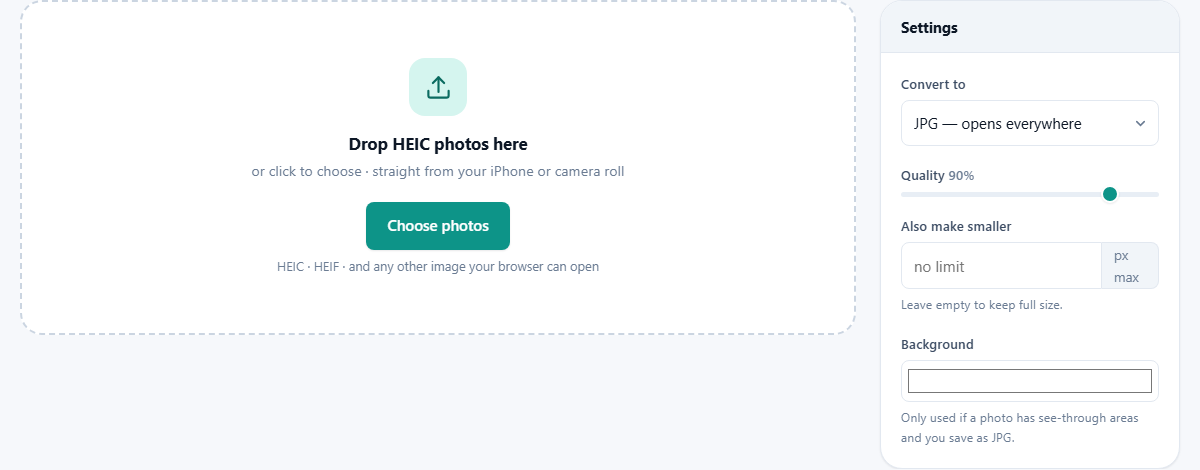 Screenshot: How to change HEIC photos to JPG