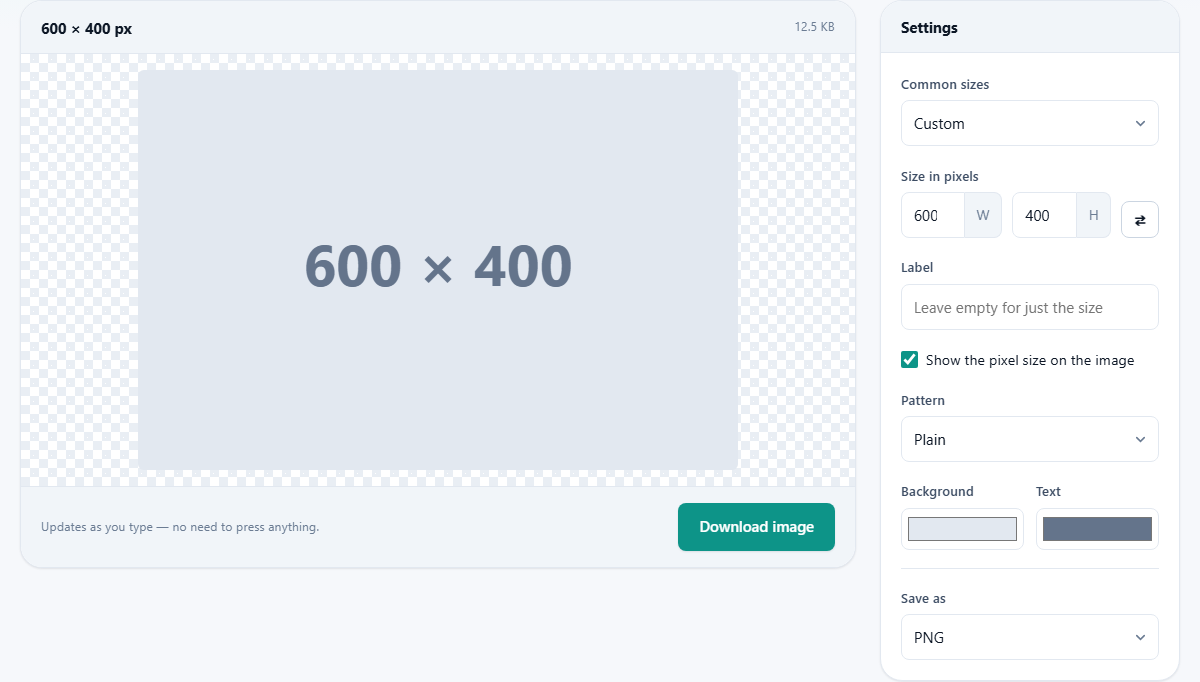 Screenshot: How to make a placeholder image