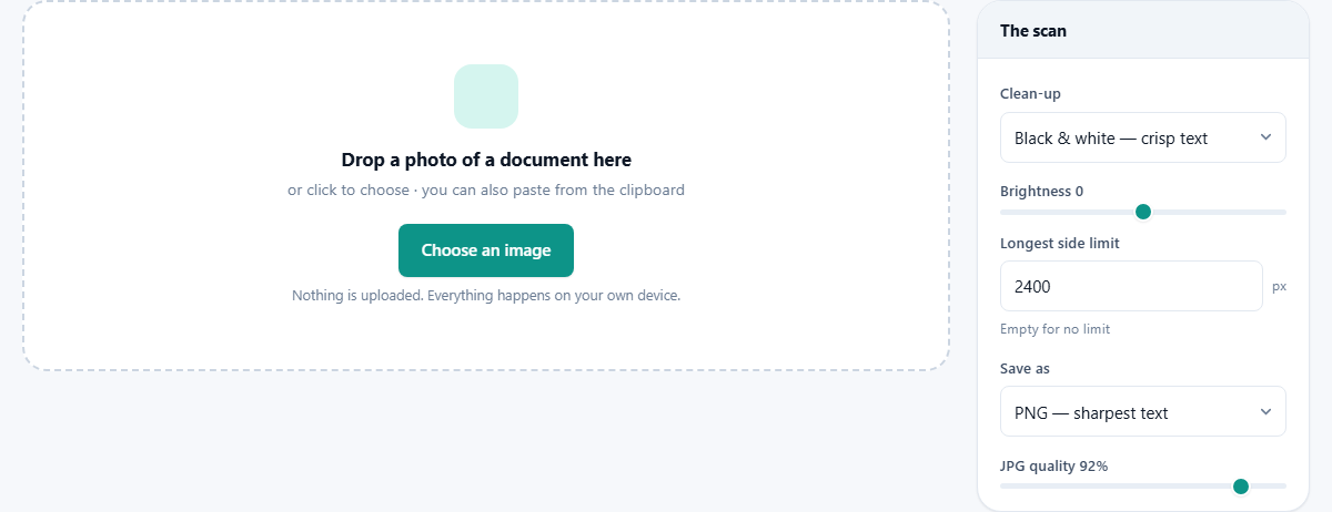 Screenshot: Scanning with a camera