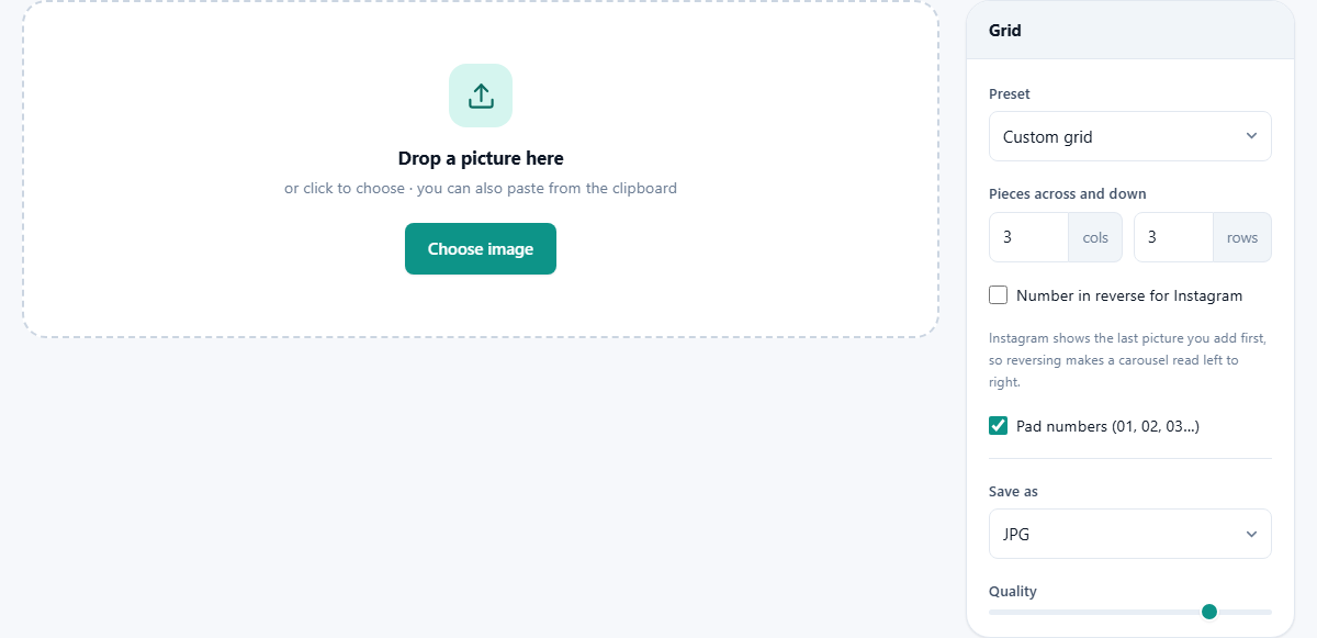 Screenshot: How to split a picture into pieces