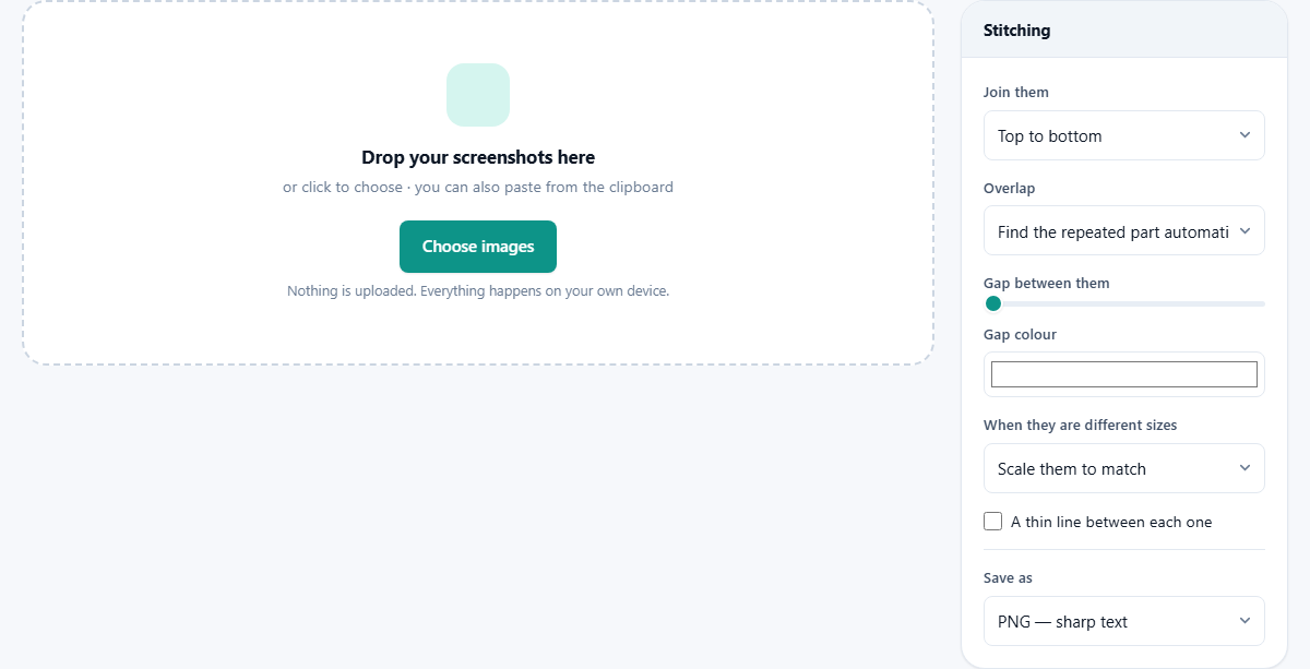 Screenshot: Joining screenshots into one image
