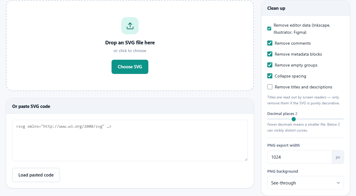 Screenshot: How to clean up an SVG file