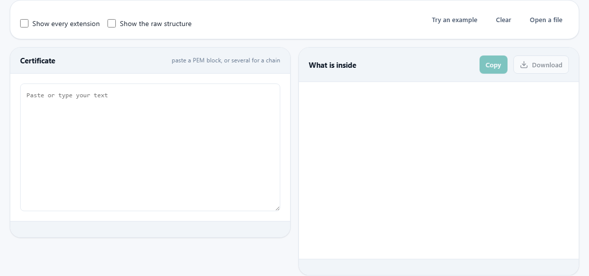 Screenshot: Reading a certificate