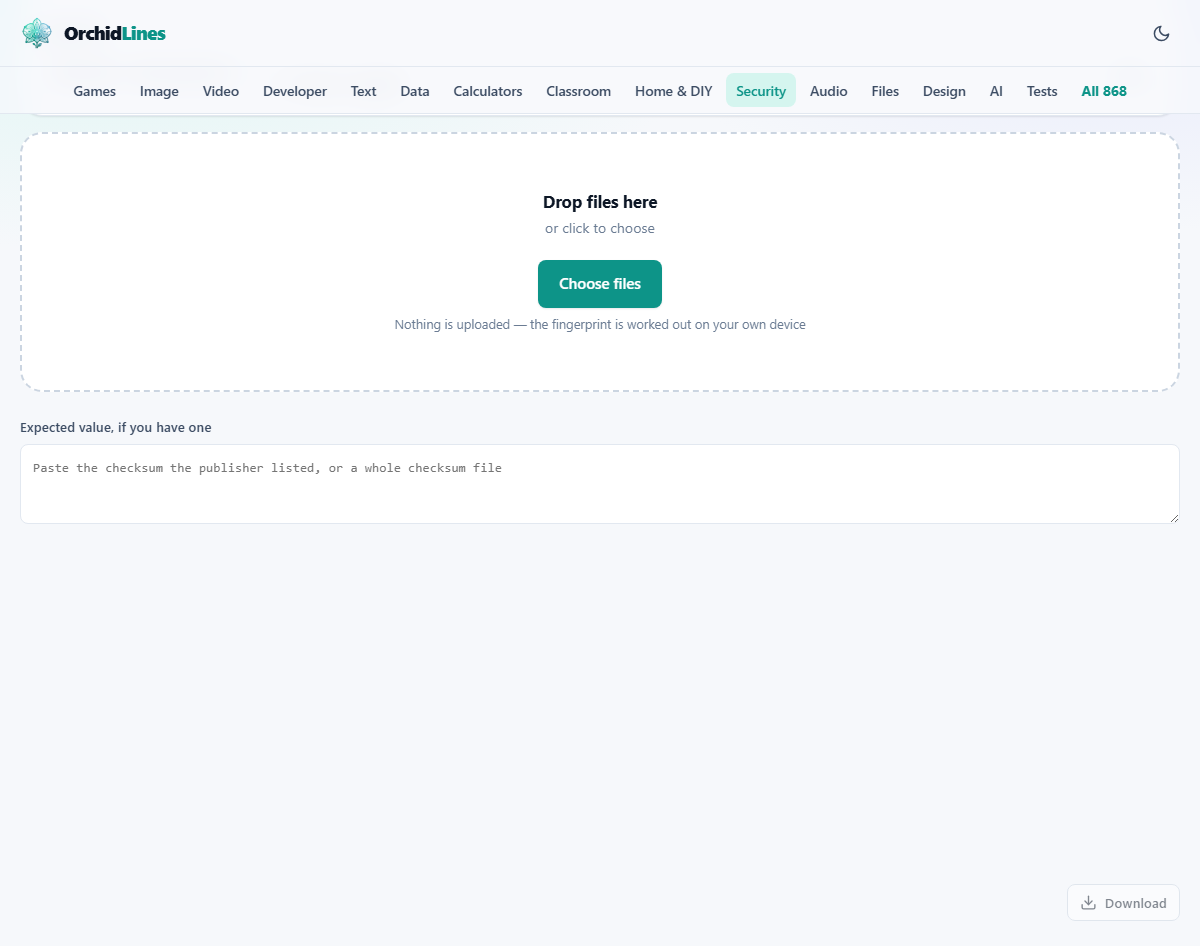 Screenshot: Checking a download is what it claims to be