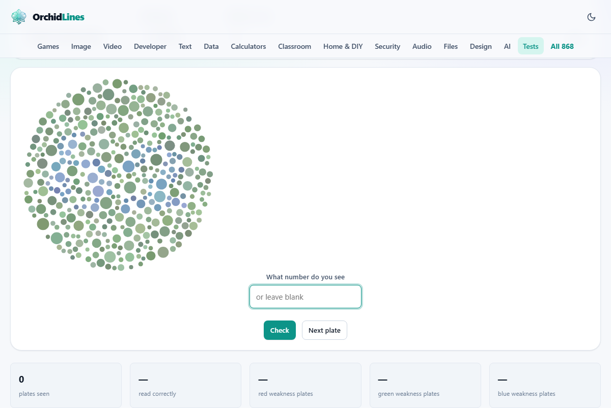 Screenshot: Checking how you see colour