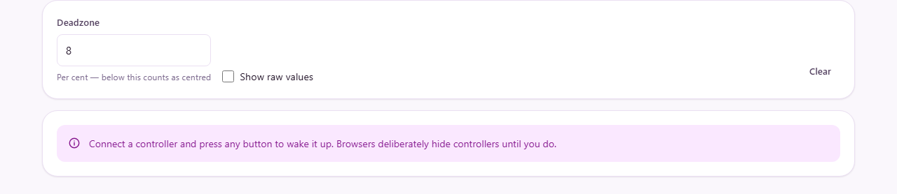 Screenshot: Checking a controller