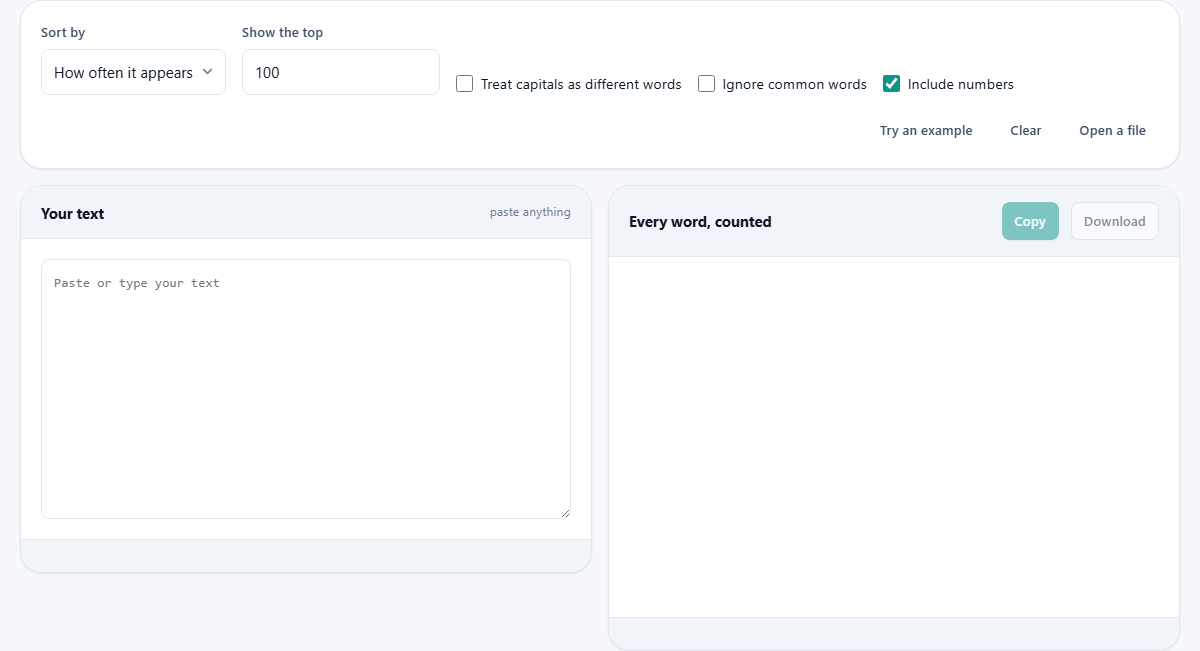 Screenshot: Counting how often each word appears