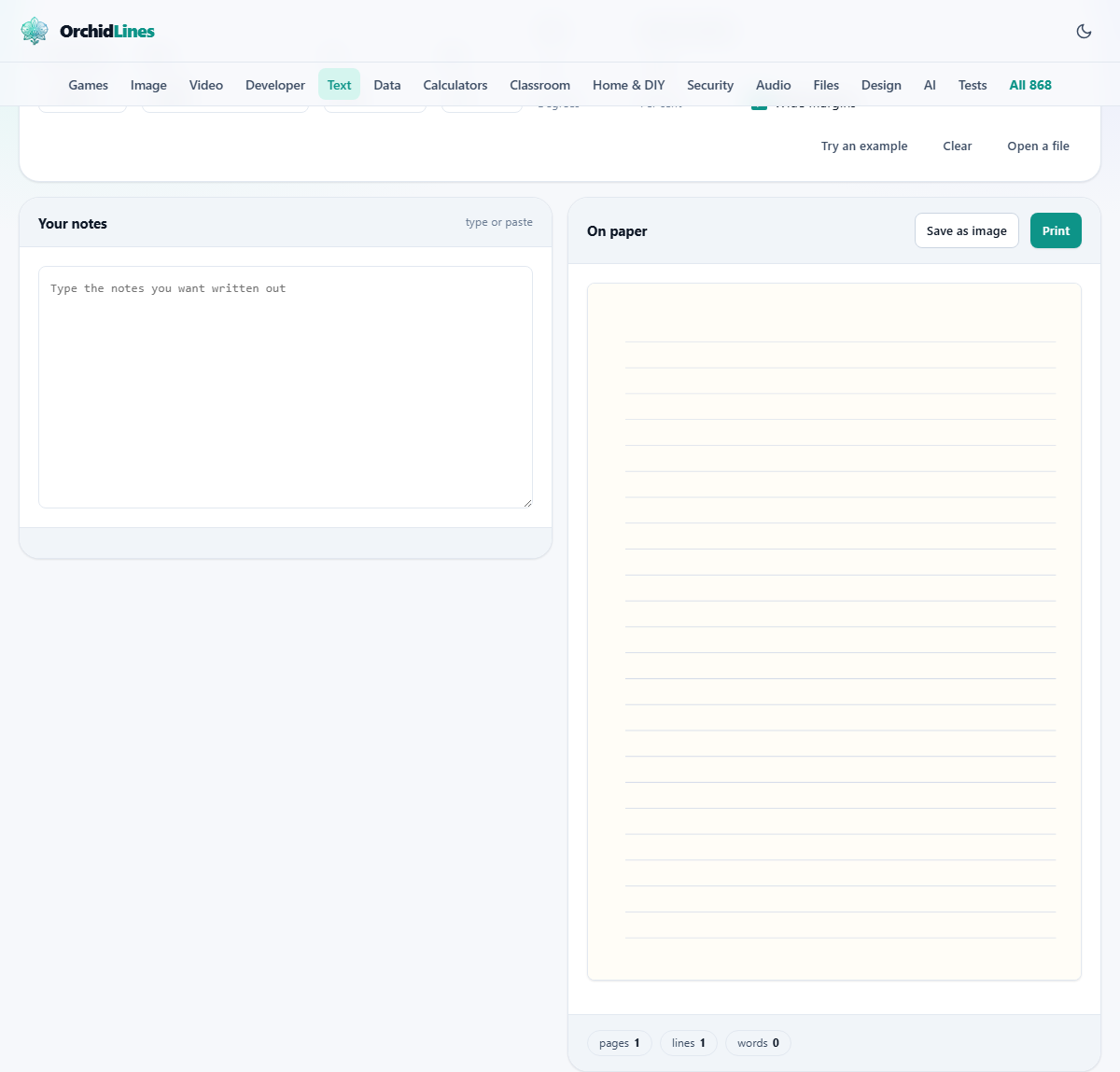 Screenshot: Typing something out in handwriting