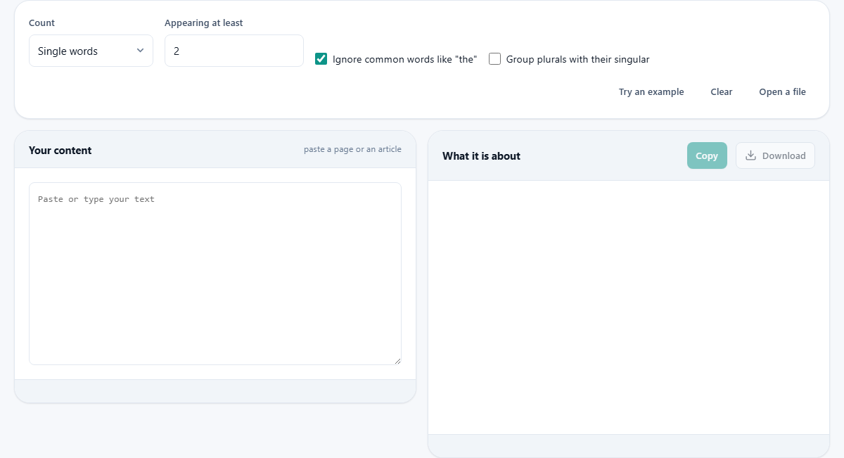 Screenshot: Seeing what your text is actually about