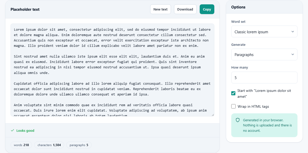 Screenshot: Placeholder text, and when to use it