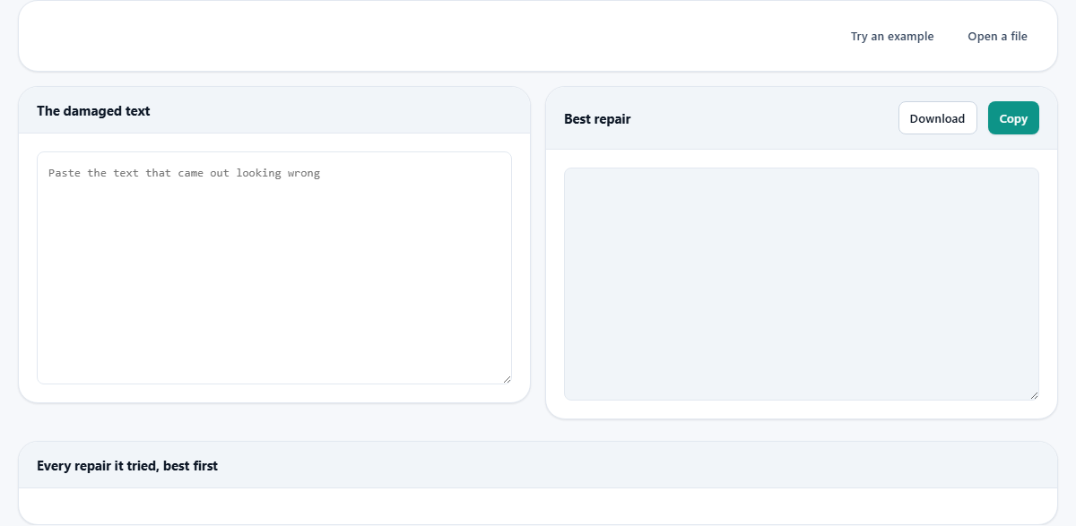 Screenshot: The letters are still there, read the wrong way round