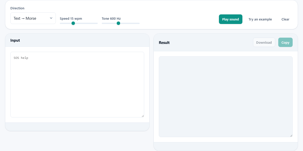 Screenshot: How to use Morse code