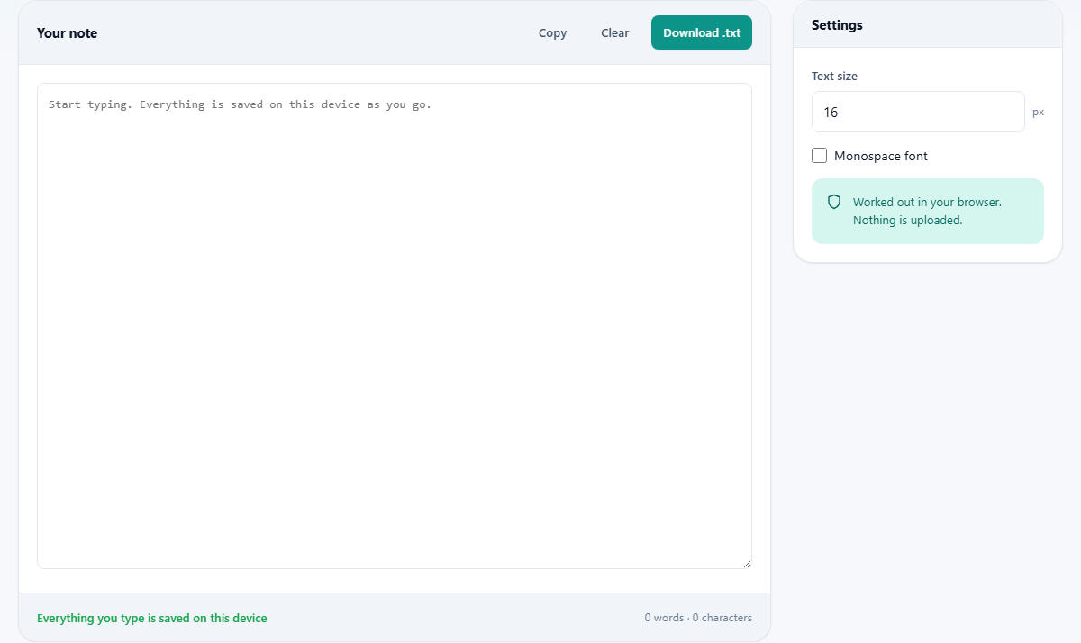 Screenshot: A notepad that just opens