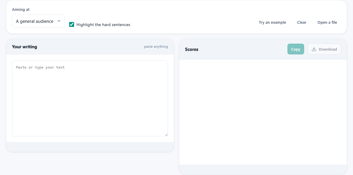 Screenshot: What the readability scores mean