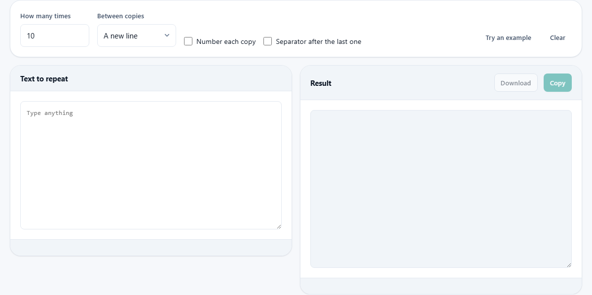 Screenshot: How to repeat text