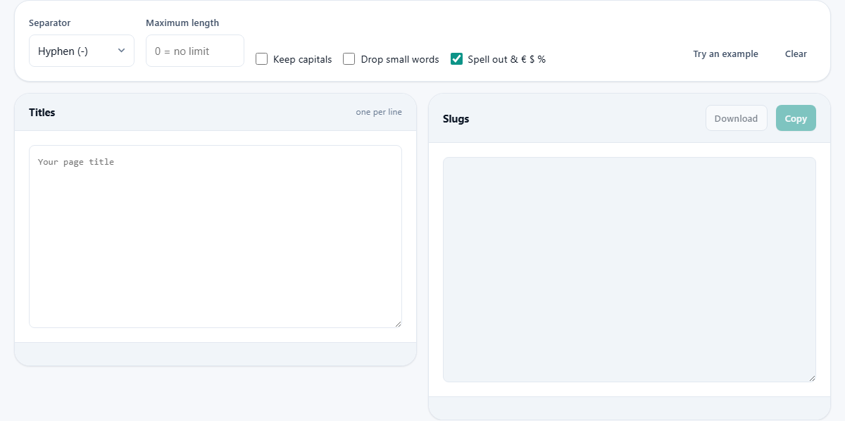Screenshot: Making a URL slug