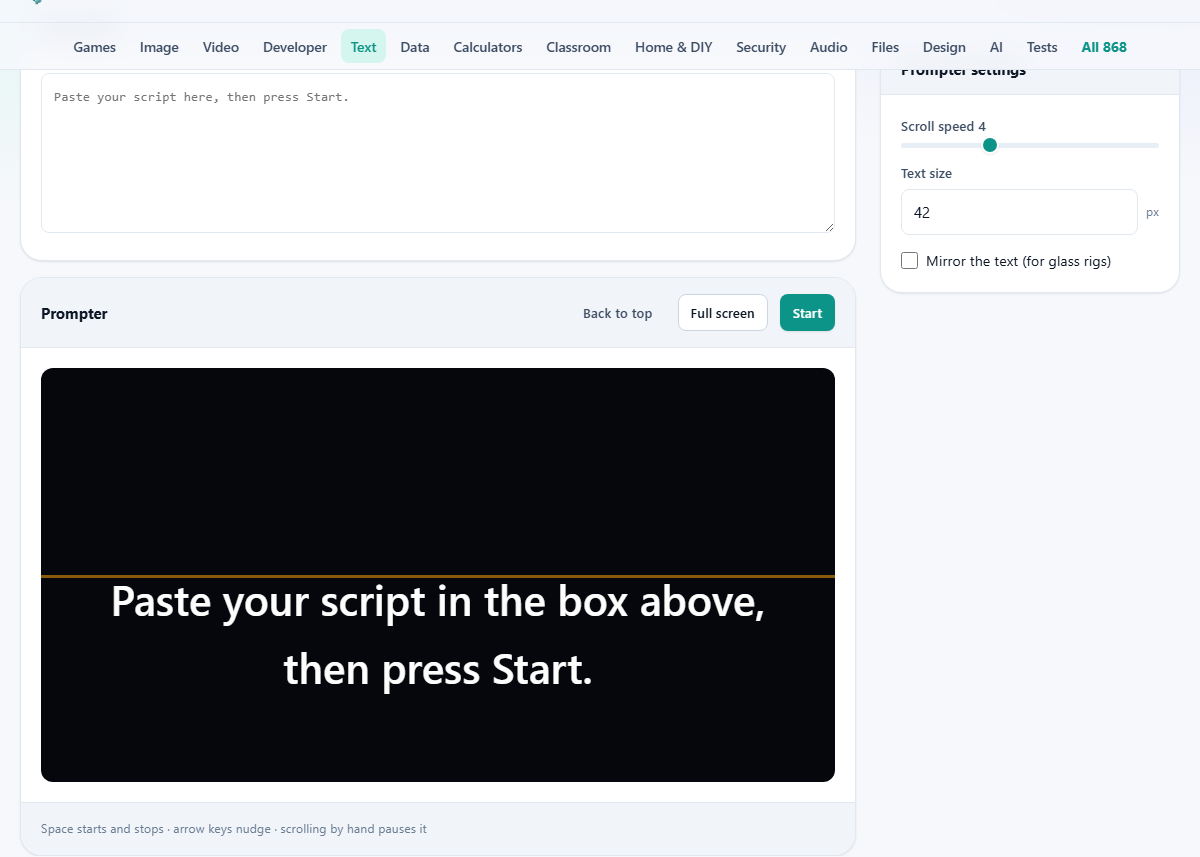 Screenshot: Reading to camera