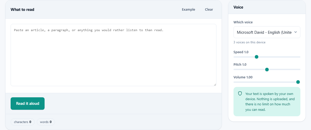 Screenshot: How to have text read aloud
